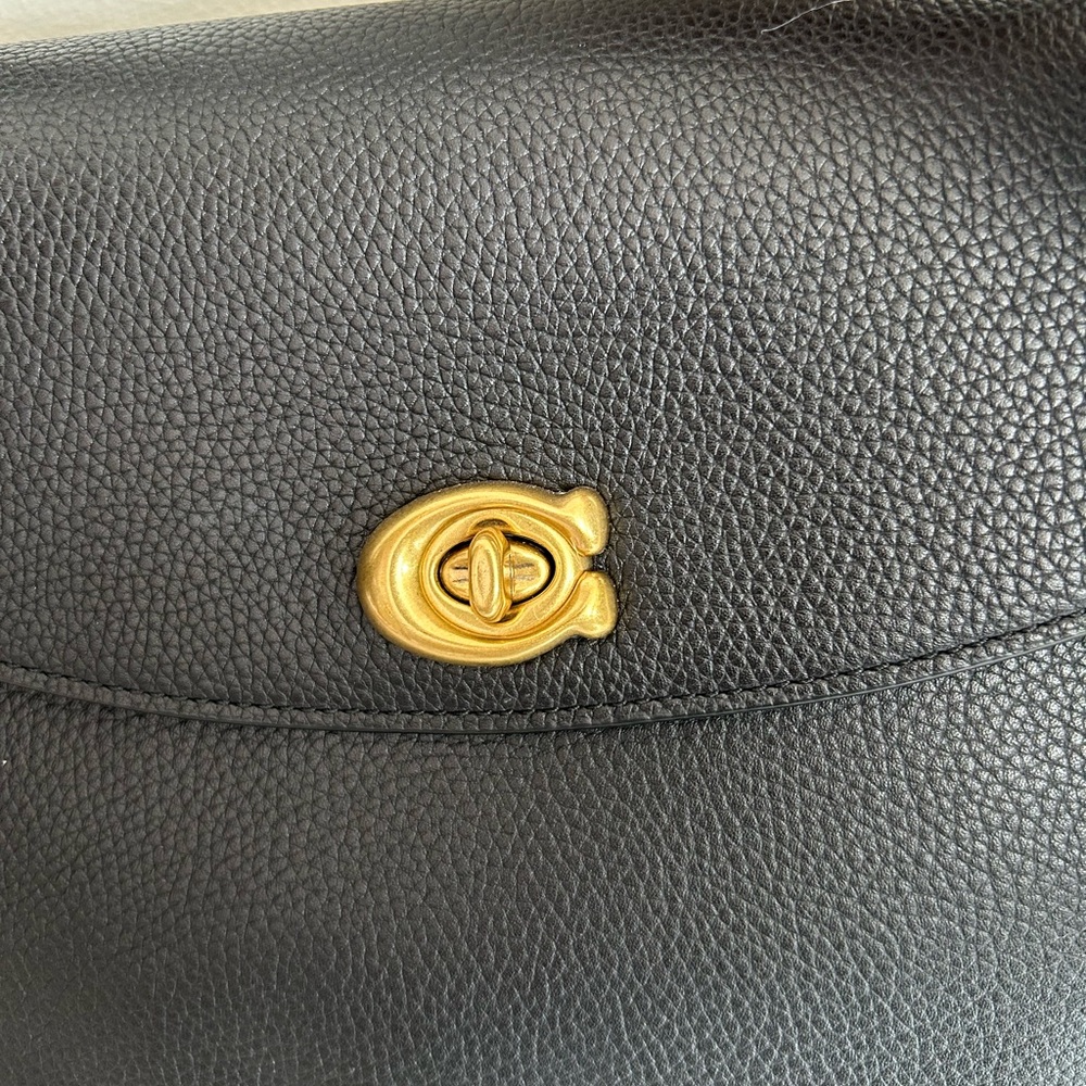 Coach Cassie 19 Black Pebbled‎ Leather Shoulder Bag Excellent - Picture 6 of 10